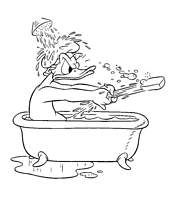 coloriage donald dans sa baignoire